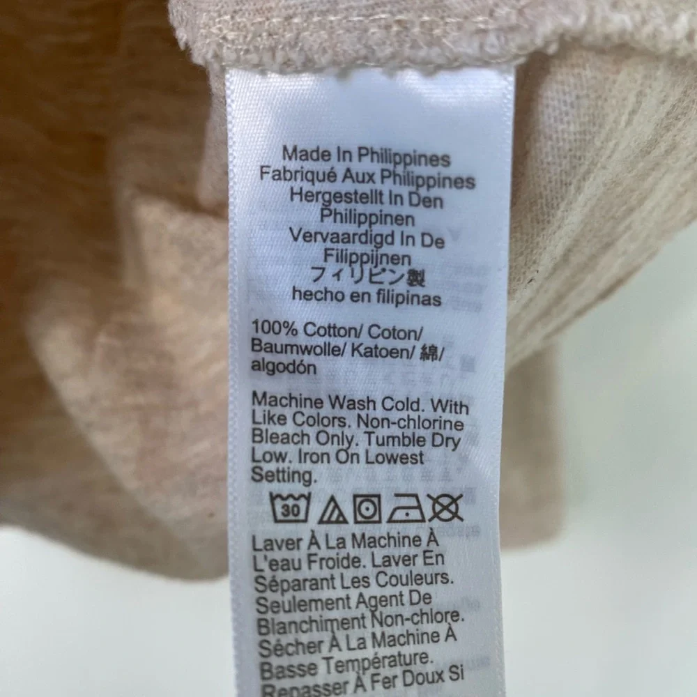 J. Crew Heathered Beige Long Sleeve Girlfriend Tee XS